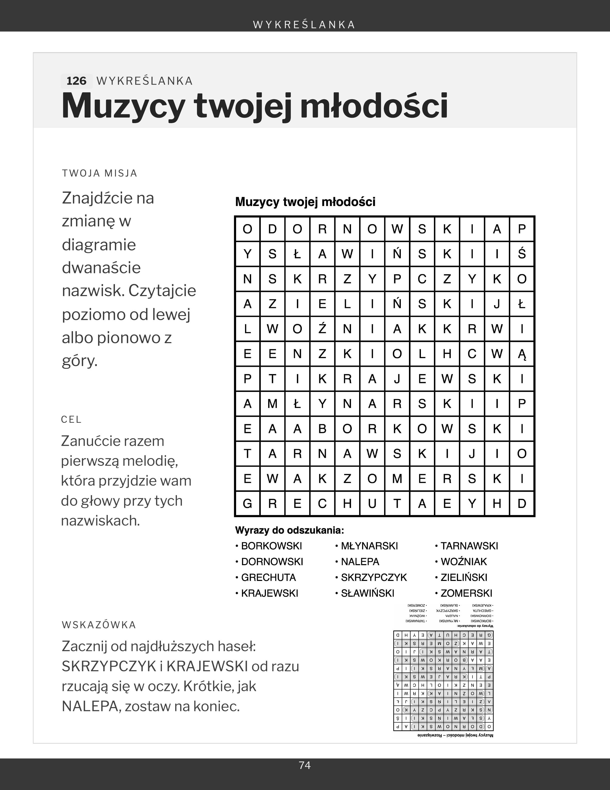 Diagram wykreślanki do wypełnienia ołówkiem
